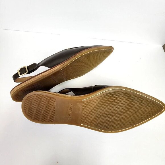 Sperry Top-Sider Saybrook Tumbled Leather Slingback Loafer Flats Olive 9.5 - Picture 9 of 9